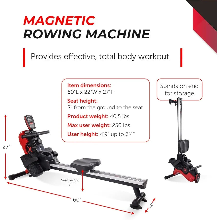 Magnetic Rower Rower Machine with Smart Workout App Rowing Machine with Magnetic Resistance for Home Gym Fitness Up to 250 lbs