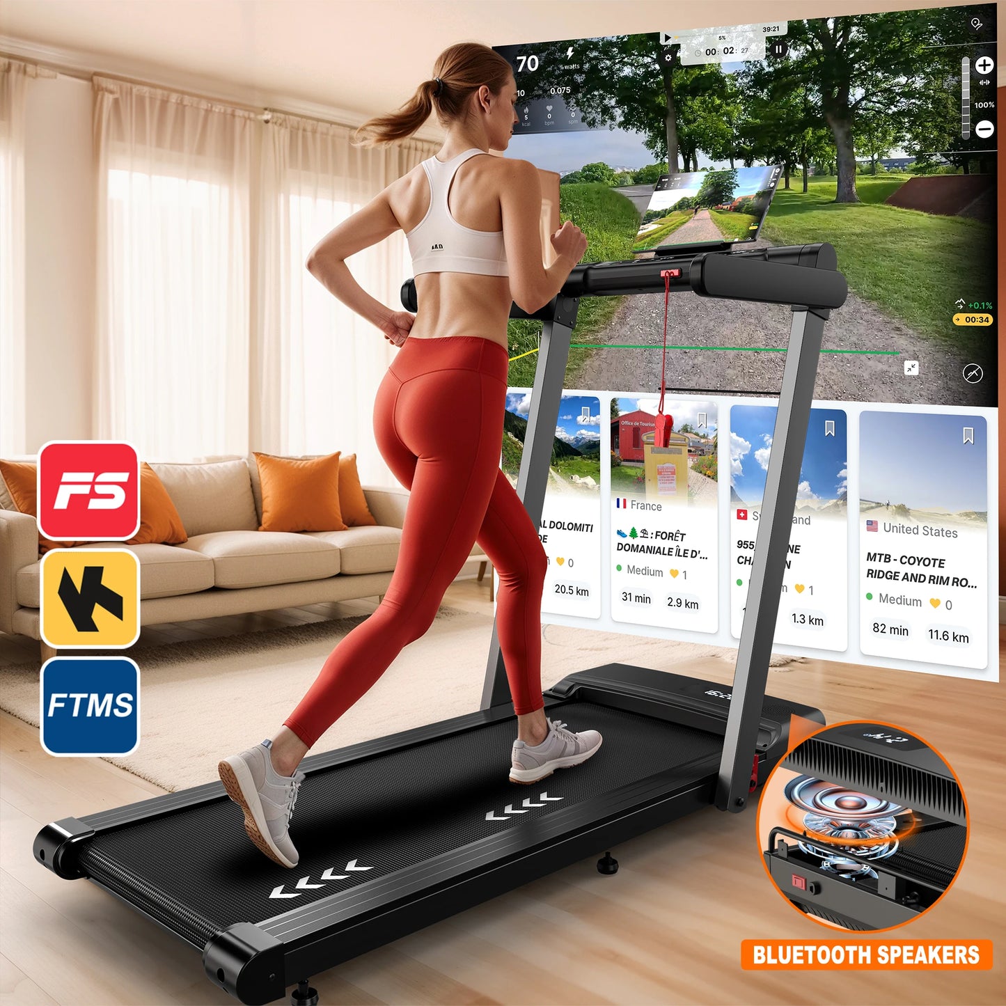 2-in-1 Treadmill for Home, 12 Km/H, Dual Led Display, 12 Programs, Foldable, Shock Absorption, App Compatible
