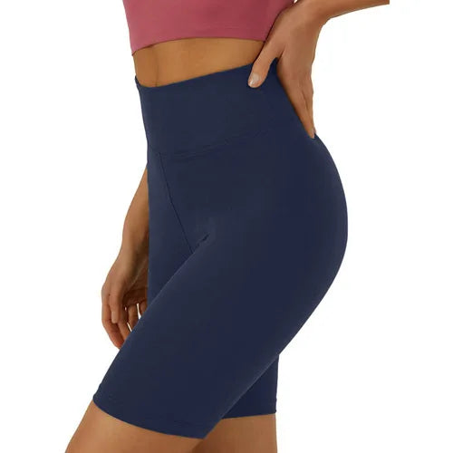 Women's High Waist Yoga Shorts Fitness Running Cycling Quick Drying Breathable High Waisted Five Quarter Black Leggings Shorts