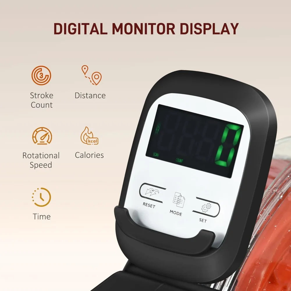 Home Foldable Rowing Machine with Adjustable Resistance, LCD Monitor, and Tablet Holder