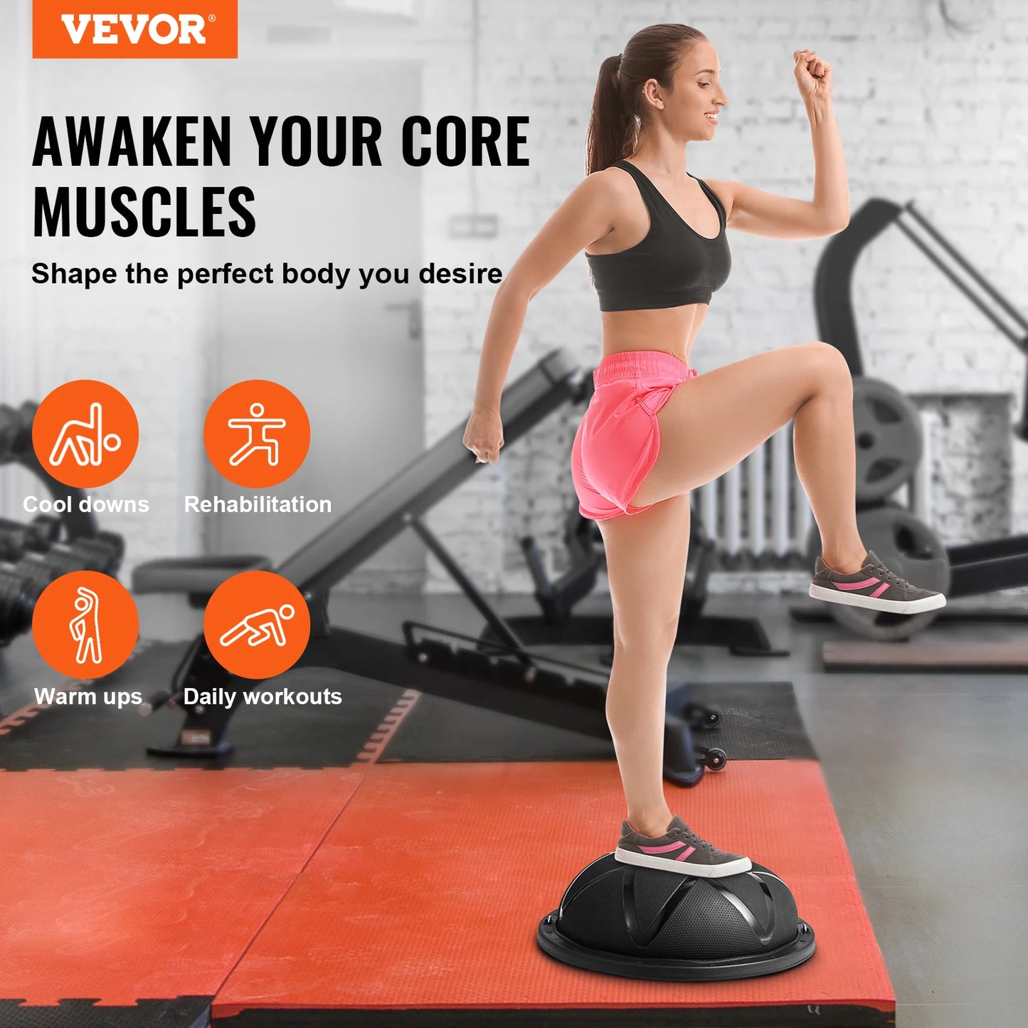 SucceBuy 23in Half Exercise Ball Trainer Balance Ball Trainer 660 lbs Capacity Stability Yoga Ball Home Gym Full Body Workouts