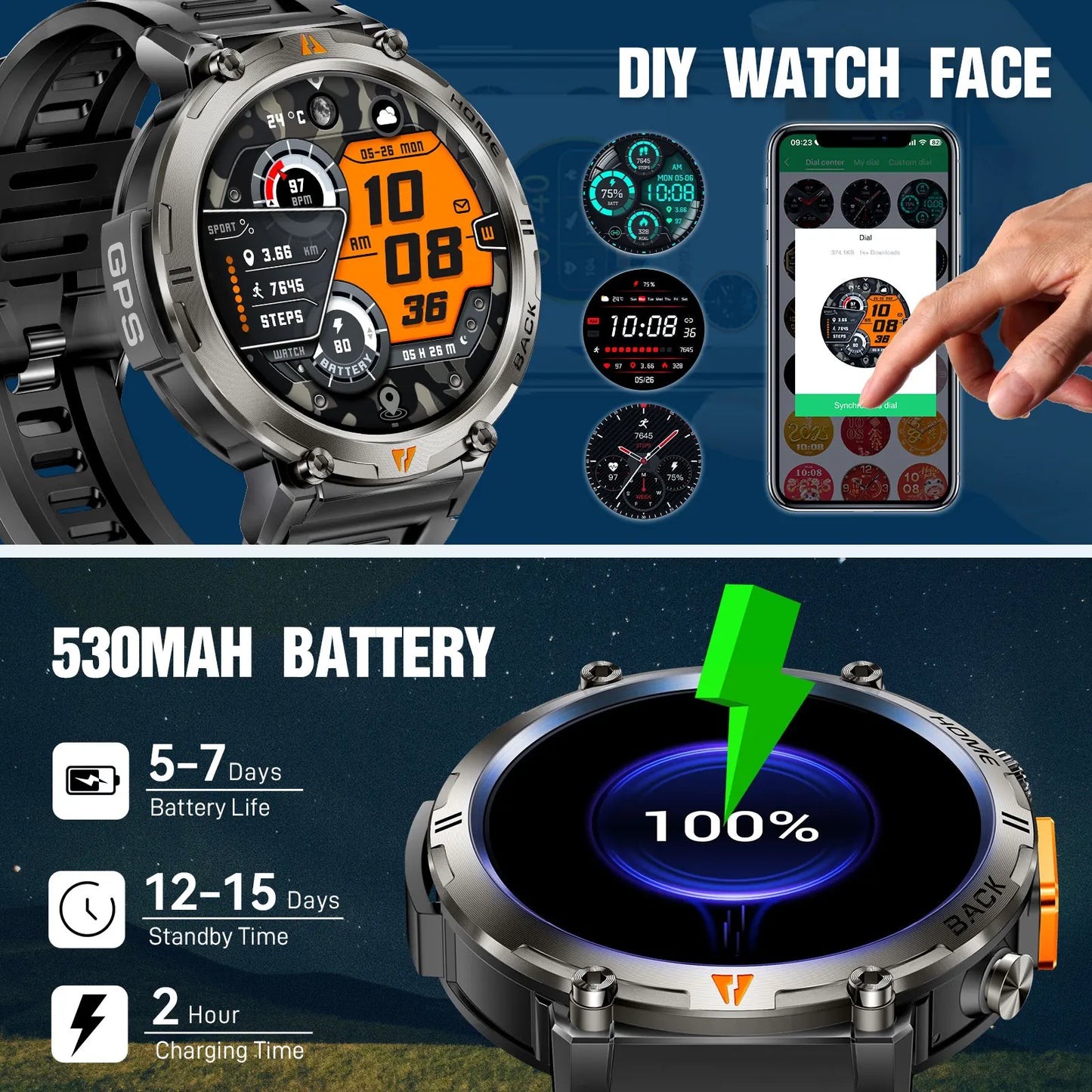 2025 New Bluetooth Call smartwatch for men Full Touch Screen With Health Monitor heart rate Flashlight Smart watch