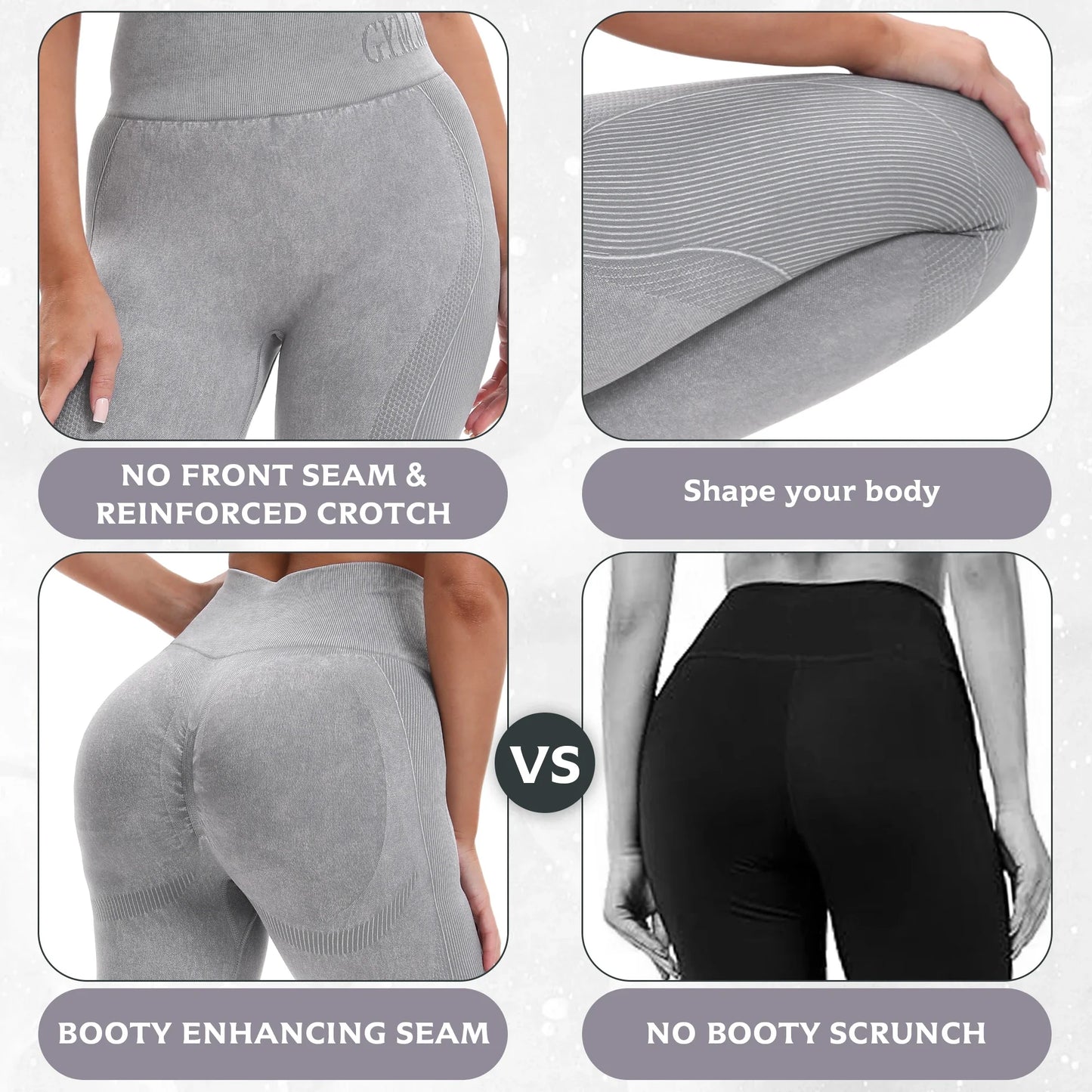2 Pack Women'S High Waisted Sexy Butt Lifting Seamless Yoga Leggings Elastic And Breathable Fitness Sports Pants For Activewear