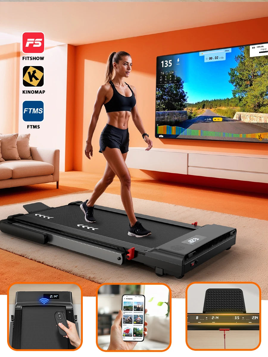 2-in-1 Treadmill for Home, 12 Km/H, Dual Led Display, 12 Programs, Foldable, Shock Absorption, App Compatible