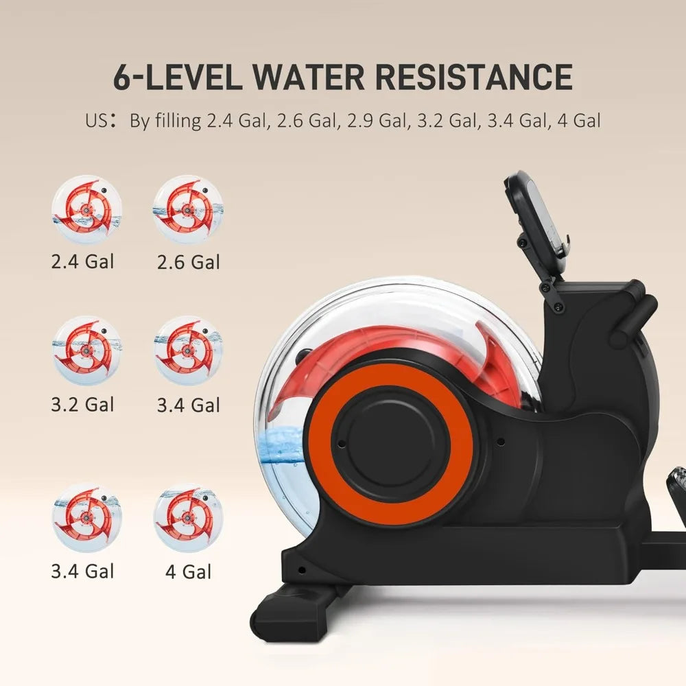 Home Foldable Rowing Machine with Adjustable Resistance, LCD Monitor, and Tablet Holder