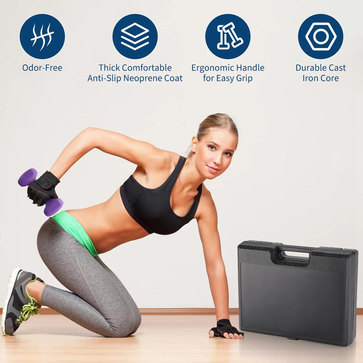 Dumbbell Set for Women and Men, Neoprene Dumbbell Free Hand Weight Set for Home Gym, Packed in Pairs