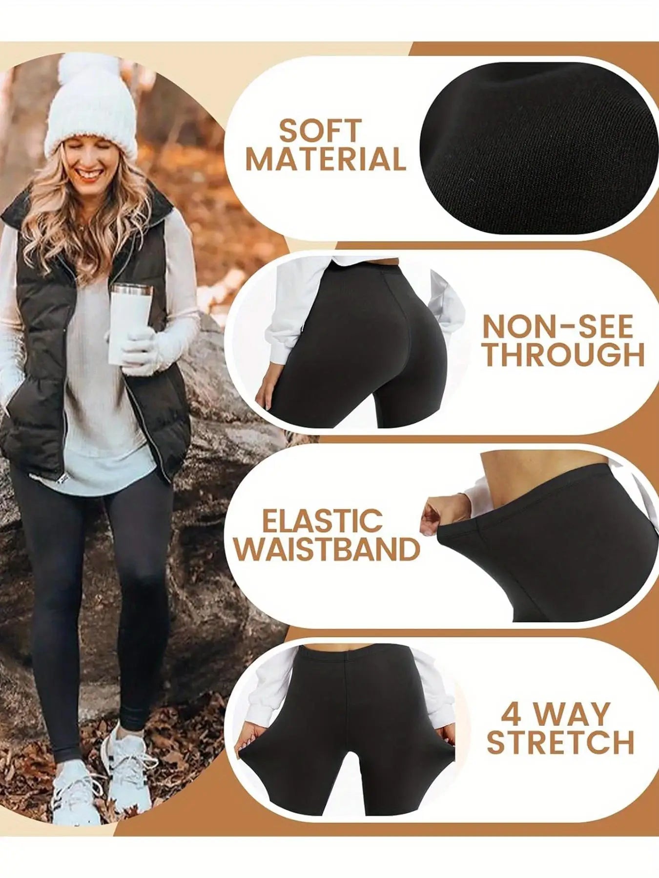 4-Pack Women's High-Waisted Fleece-Lined Yoga Leggings -Black/Red/Gray/Blue, Side Pockets, Thick Warm Stretch, Cold Weather Yoga