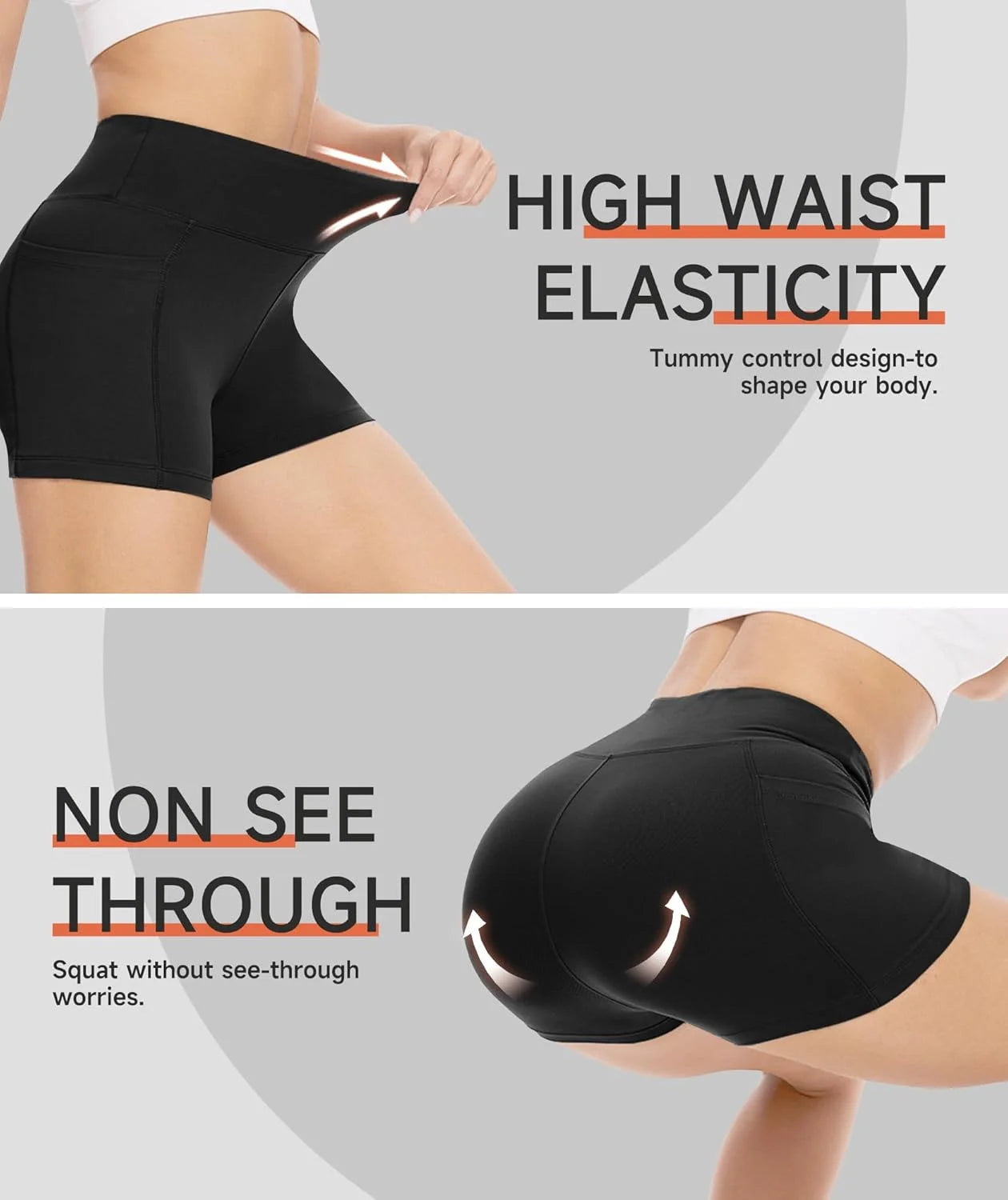 5PC Somen's Pro High-Waisted Yoga Shorts, Designed with Pockets, Maximum Elasticity, Flattering Fit for Strength Training Short