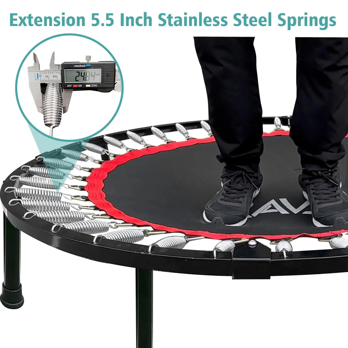 Sweetest Day Health & Wellness Gift RAVS 40" Foldable Fitness Trampoline, Mini Rebounder Trampoline with  Adjustable Handrail, Indoor & Outdoor Home Workout Jumping Trampoline for Whole Family