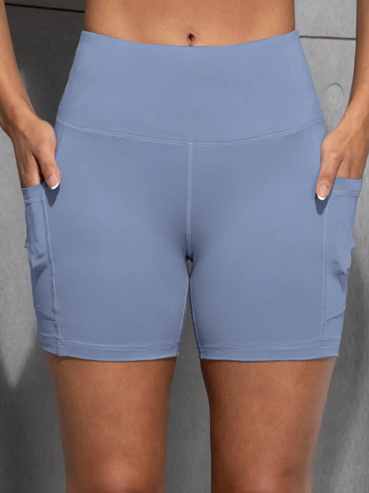 Women High Waist Yoga Shorts with Pockets Butt Lifting Cycling Tights Elastic Slim Running Fitness Sportswear