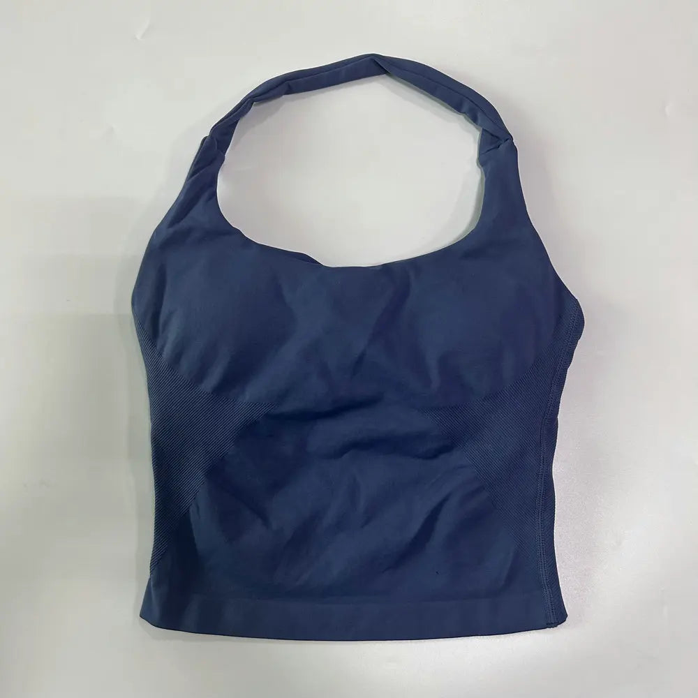 2pcs Women's Gym Set Backless Tank Top High Waist Scrunch Shorts Seamless Fitness Activewear Workout Suit