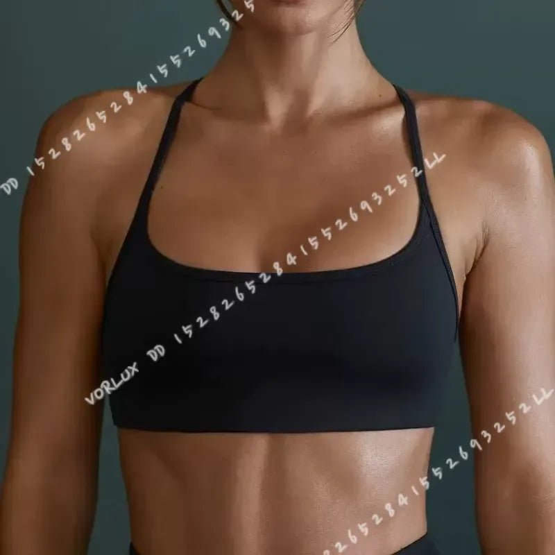 Women Cross Back Sports Bra Shockproof Gathered Gym Running Yoga Vest Summer Outdoor Comfortable Fitness Wear