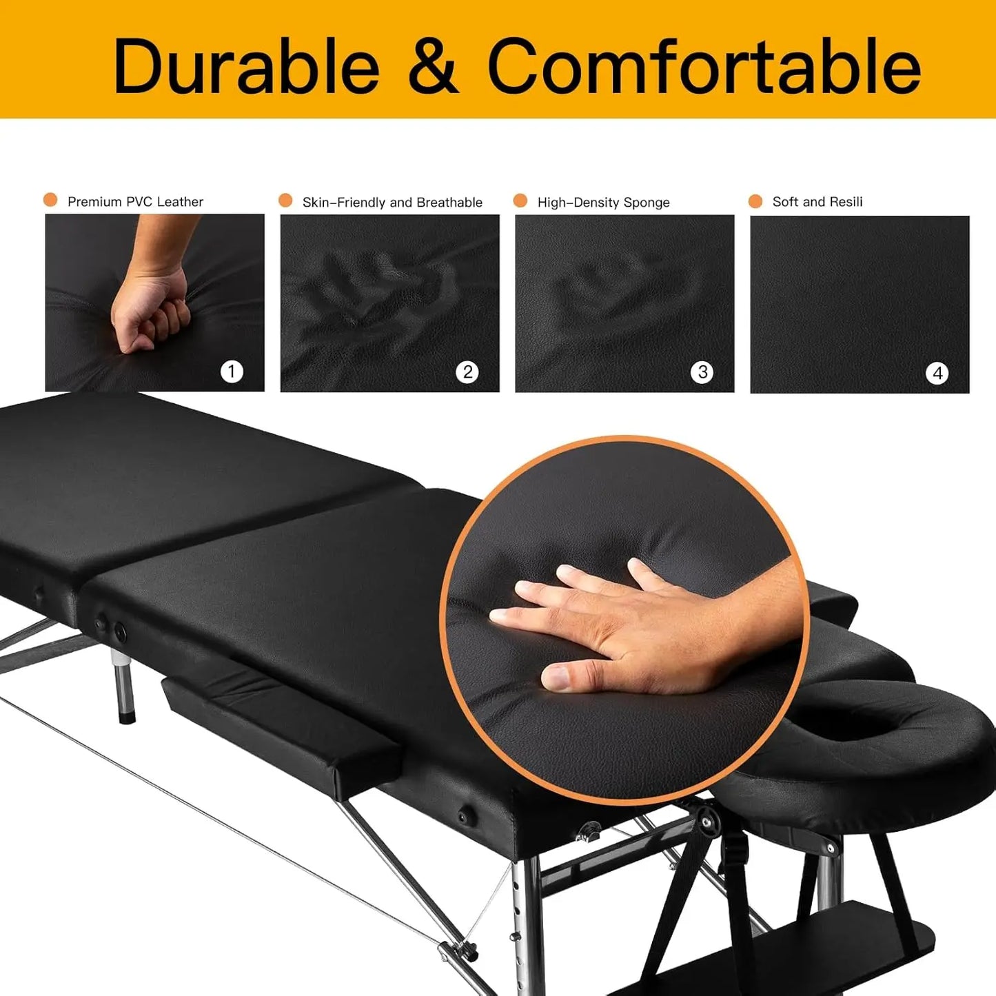 Portable 24' Wide Massage Table Adjustable Folding Lightweight Aluminum Esthetician Bed Tattoo Chair，Customized