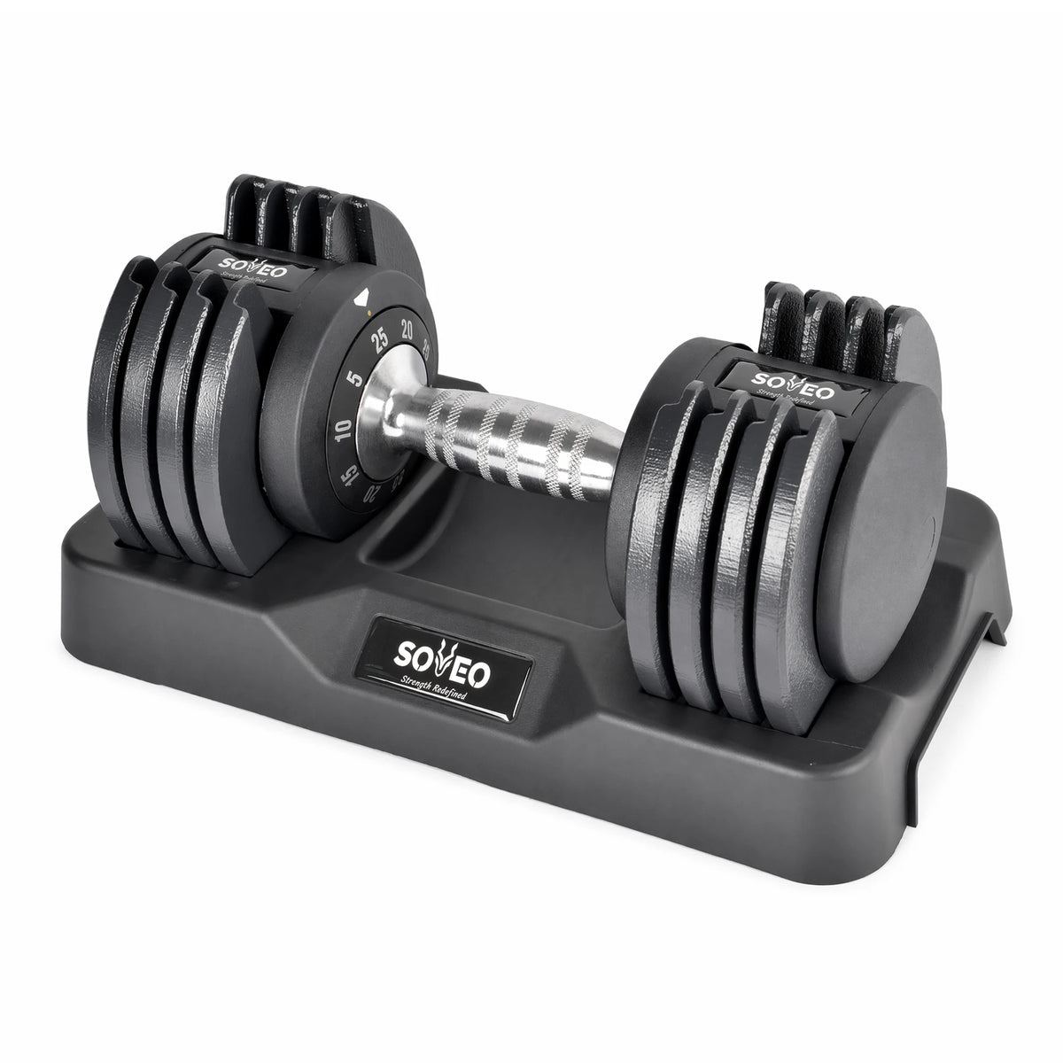 10-in-1 Adjustable Dumbbell Set 25/55LB, Fast 1s Weight Dial & Dual Lock System, Space-Saving Home Gym Fitness Weights with Tray