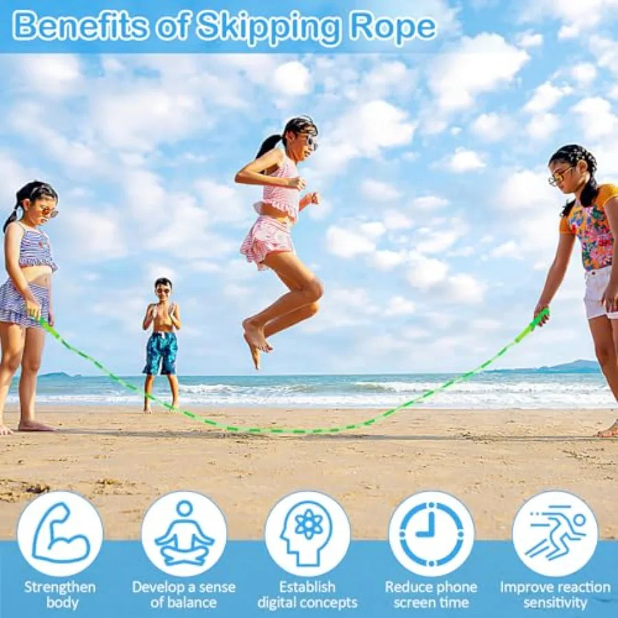 Jump Rope for,Adjustable Jump Ropes for 4 5 6 7 8 10 12, Tangle Free Jumping Rope Age 8-12, Segmented Soft Beaded Skipping Rope