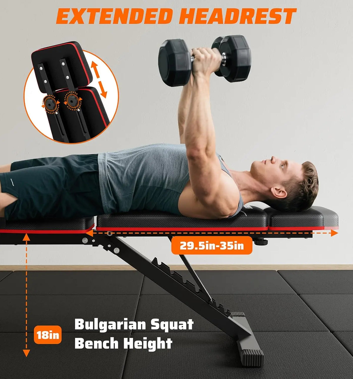 Adjustable Weight Bench with Leg Extension & Headrest, 900LBS Incline Decline Flat Bench for Home Gym Exercise, Customized