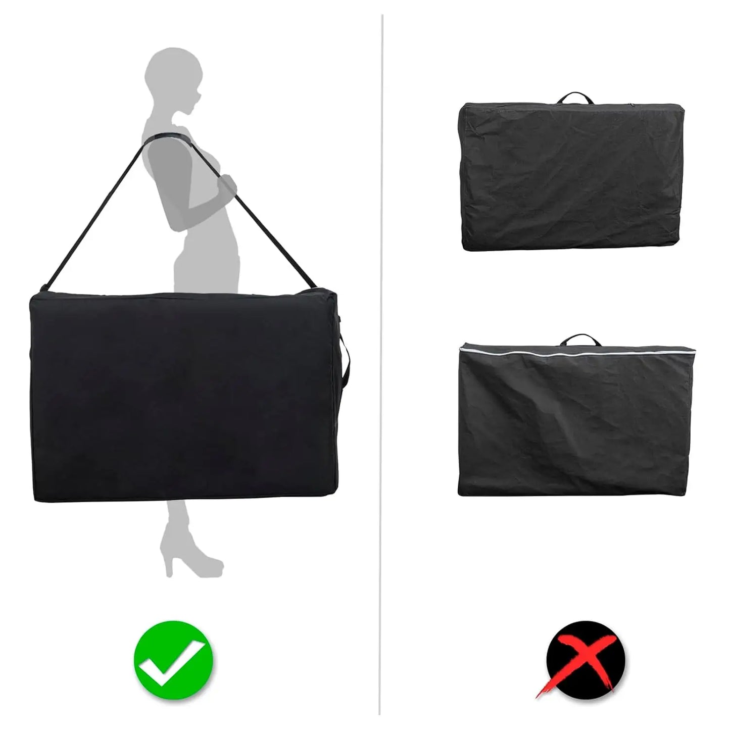 Portable 2-Section Folding Adjustable Massage Table for Eyelash Tattoo Spa with Carry Case, Custom
