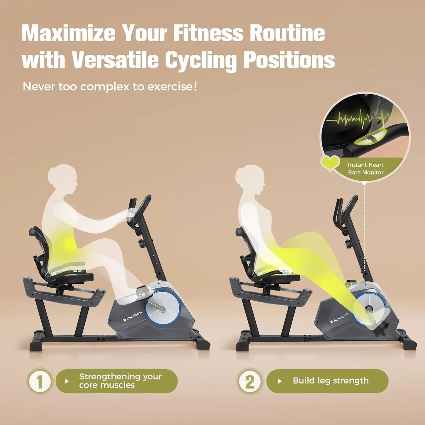 Recumbent Exercise Bike for Adult and Seniors,Stationary Bike,400 lbs Capacity,16-level Magnetic Resistance, Customized
