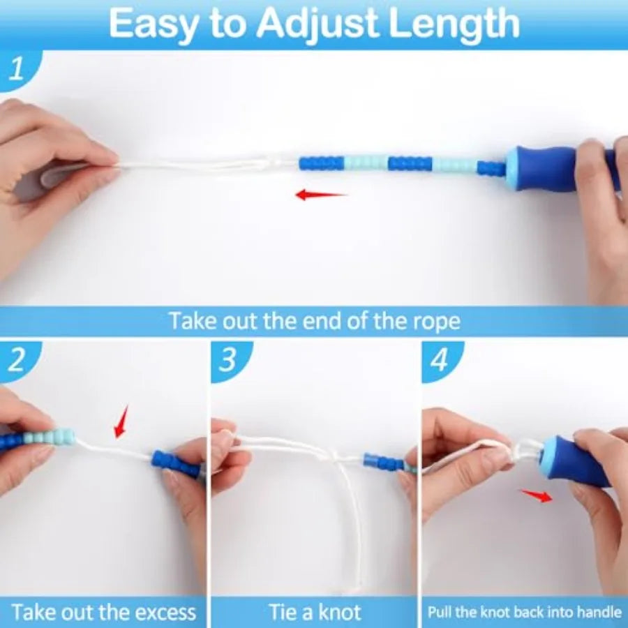 Jump Rope for,Adjustable Jump Ropes for 4 5 6 7 8 10 12, Tangle Free Jumping Rope Age 8-12, Segmented Soft Beaded Skipping Rope