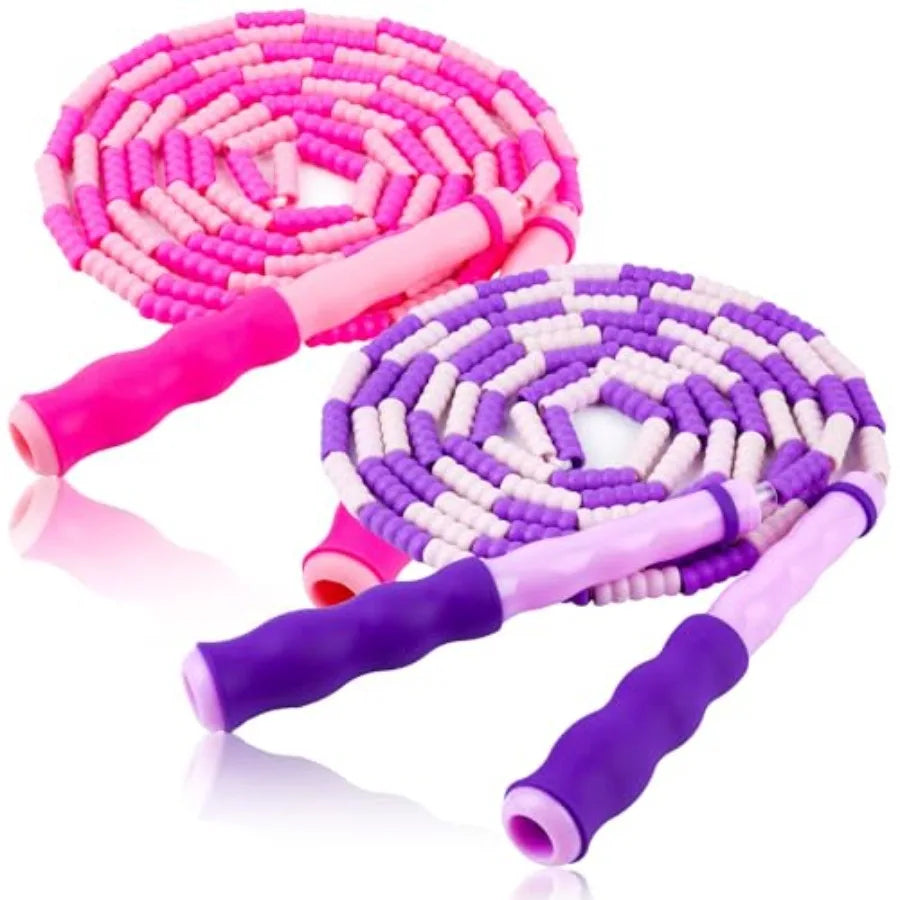 Jump Rope for,Adjustable Jump Ropes for 4 5 6 7 8 10 12, Tangle Free Jumping Rope Age 8-12, Segmented Soft Beaded Skipping Rope