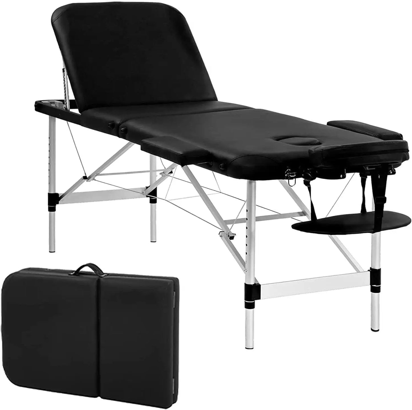 Portable Massage Table Aluminium 3 Fold Height Adjustable Spa Bed with Non-Woven Bag