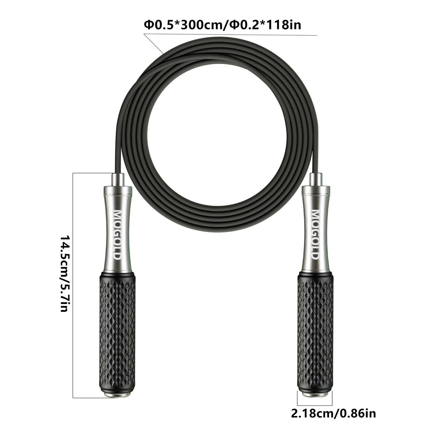 MOGOLD Fitness Jump Rope｜Thickened Metal Tips + Anti-Slip Handle｜High-Density PVC Wear-Resistant Rope｜Home & Pro Use