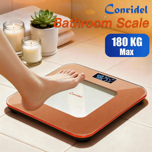 High Precision Digital Body Weight Bathroom Scale 180KG/396.8LB Large LCD Screen Battery Included Household Weighing Scale Multi‑Color Stream Gold Pink Olive Green Star Orange