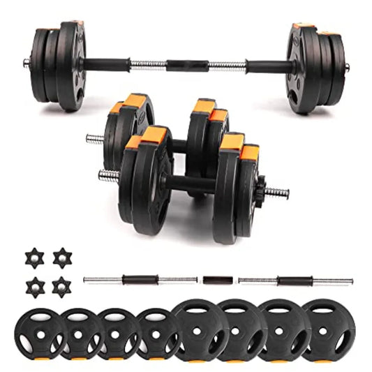 Fitness Adjustable Dumbbells Set 2 in 1 Barbell for Home Gym Steel Black Durable Lightweight Design for Muscle and Stre