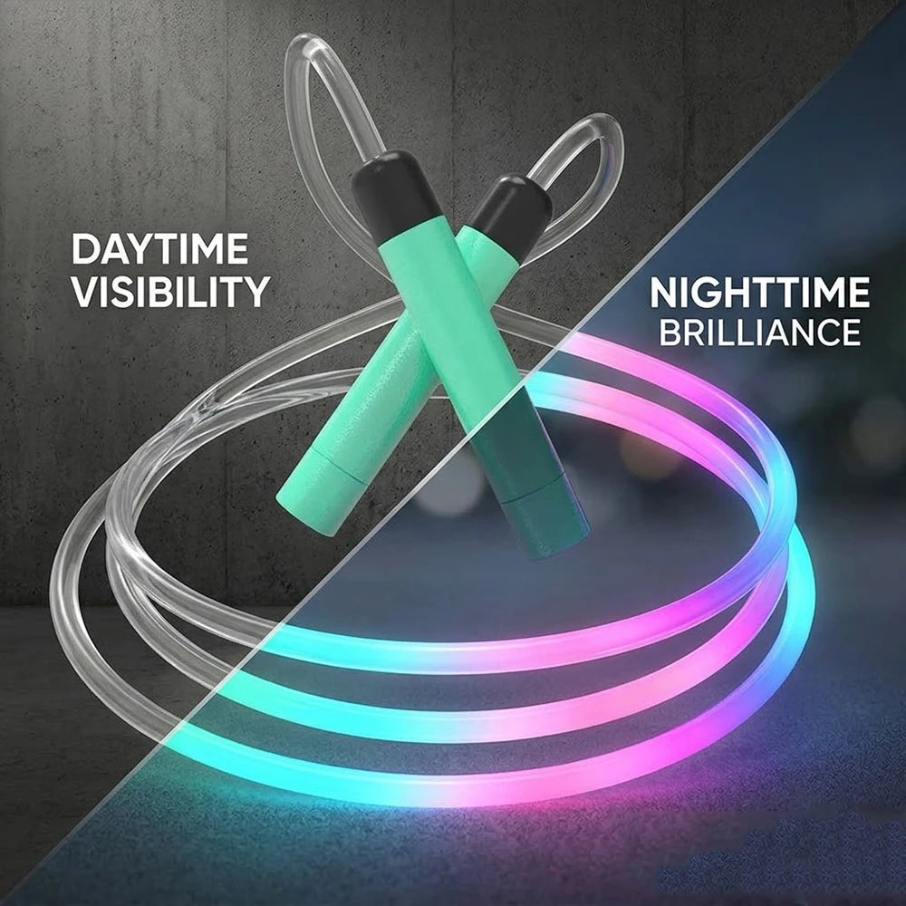 Luminous Jump Rope Kids Adults LED Glowing Skipping String Rope Fitness Training ABS Anti Slip Handles Outdoor Sports
