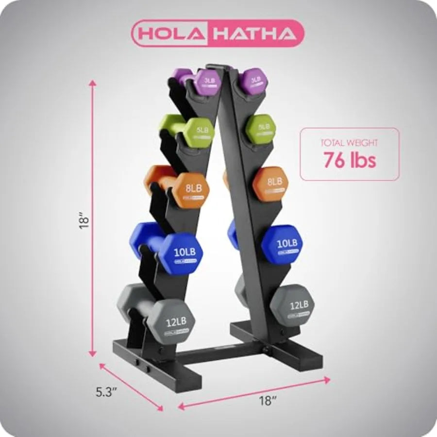 Neoprene Dumbbell Weights Set w/Rack Home Gym Equipment - Portable Weighted Exercise Dumbbells for Fitness Training and Lifting