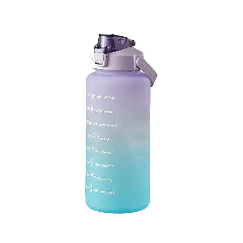 2L Water Bottle With Straw Large Capacity Sports Water Bottle Travel Fitness Sports Portable Drinking Bottles With Time Marker