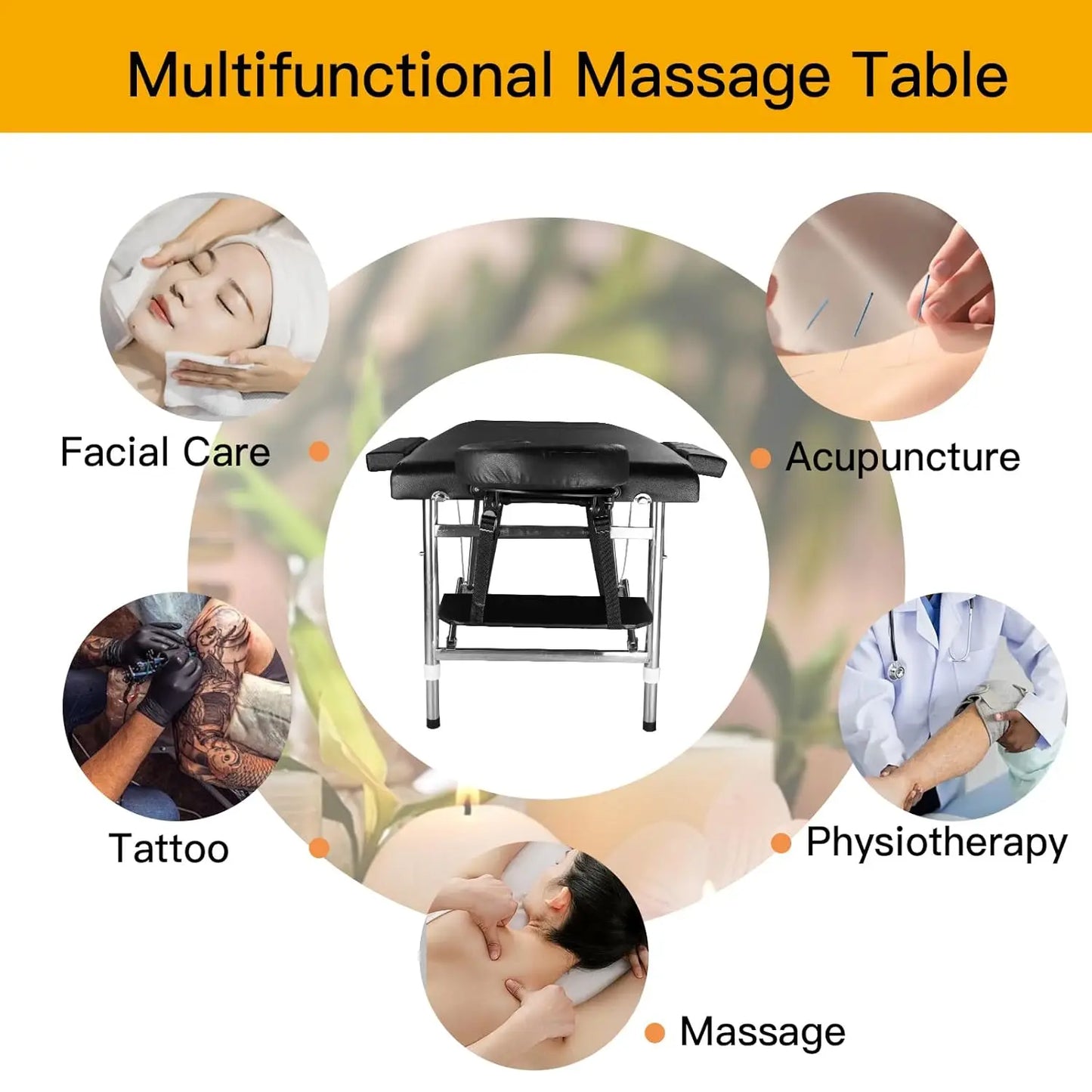 Portable 24' Wide Massage Table Adjustable Folding Lightweight Aluminum Esthetician Bed Tattoo Chair，Customized