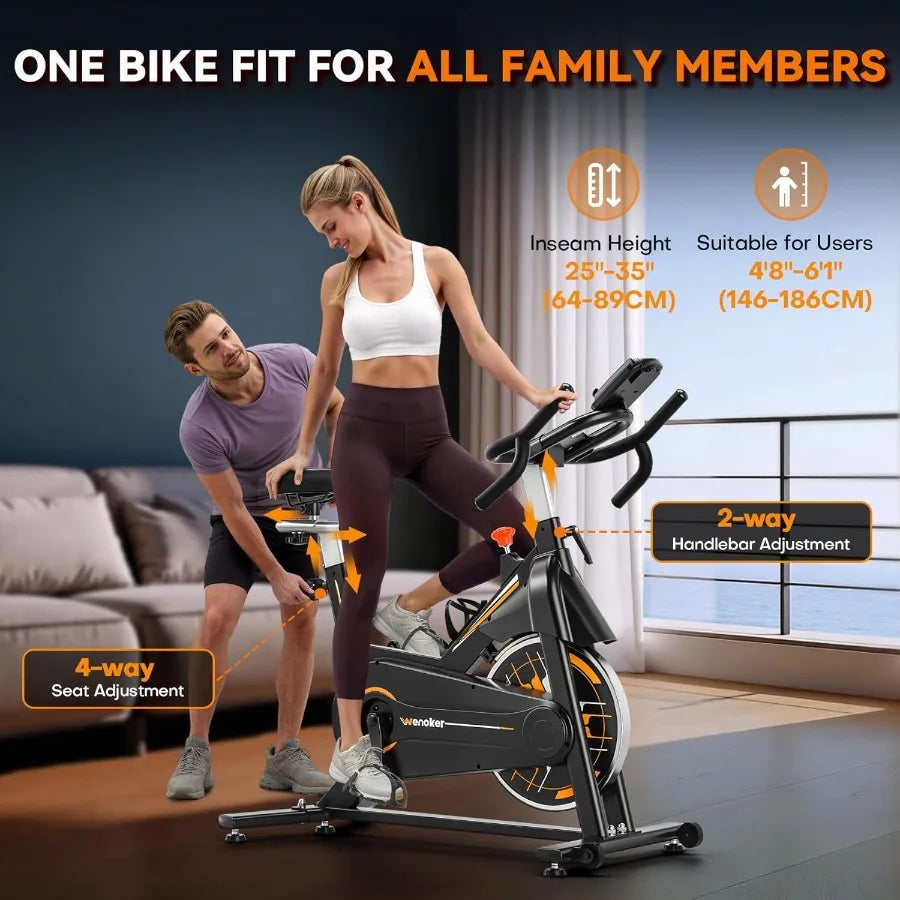 Exercise Bike for Home Stationary Bike with App Support Silent Belt Drive Heavy Flywheel Multi-Grip Handlebars Upgraded Digital