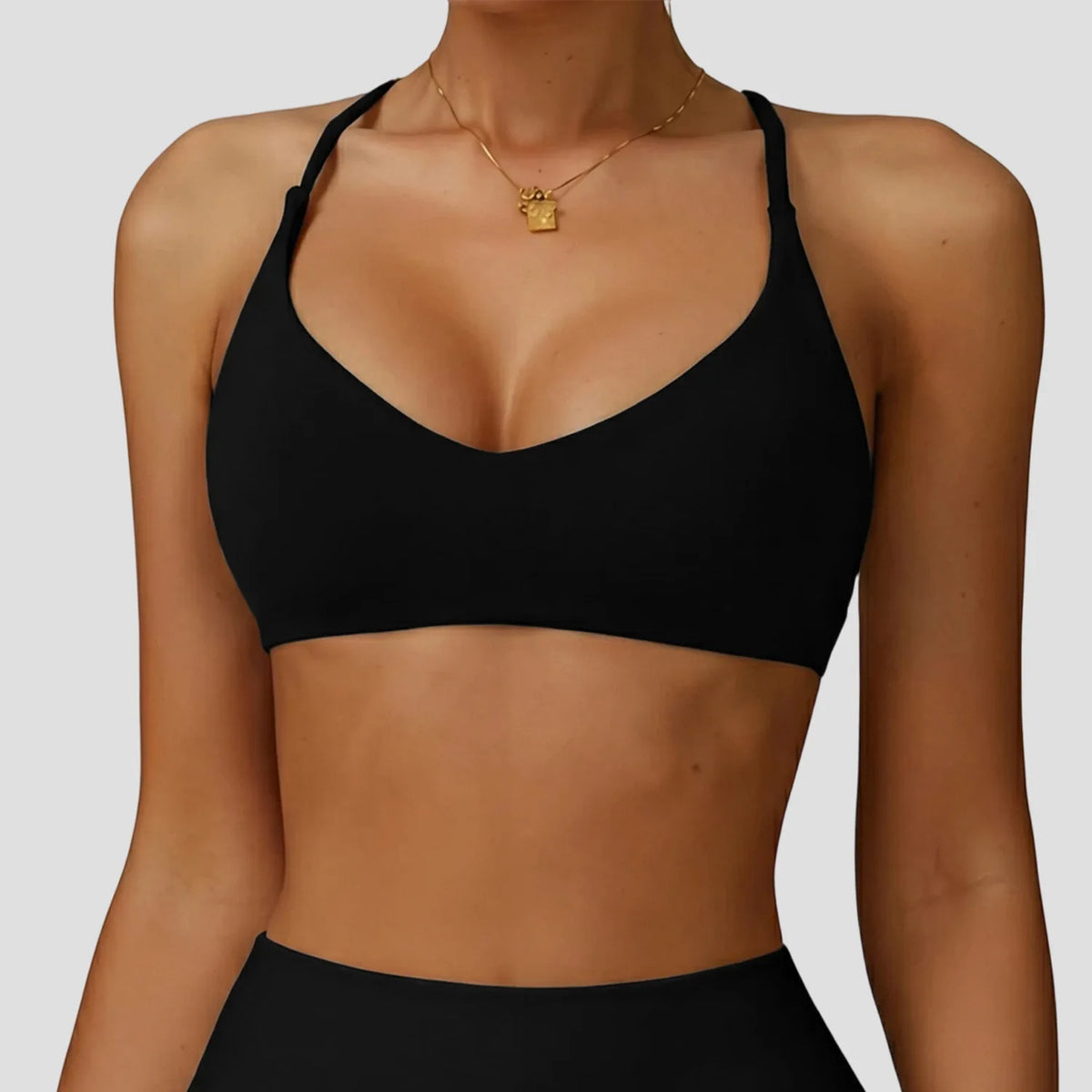 Women High Support Back Cross Sports Bra Push‑Up Yoga Crop Top Solid Color Gym Running Workout Pilates Fitness Active Underwear