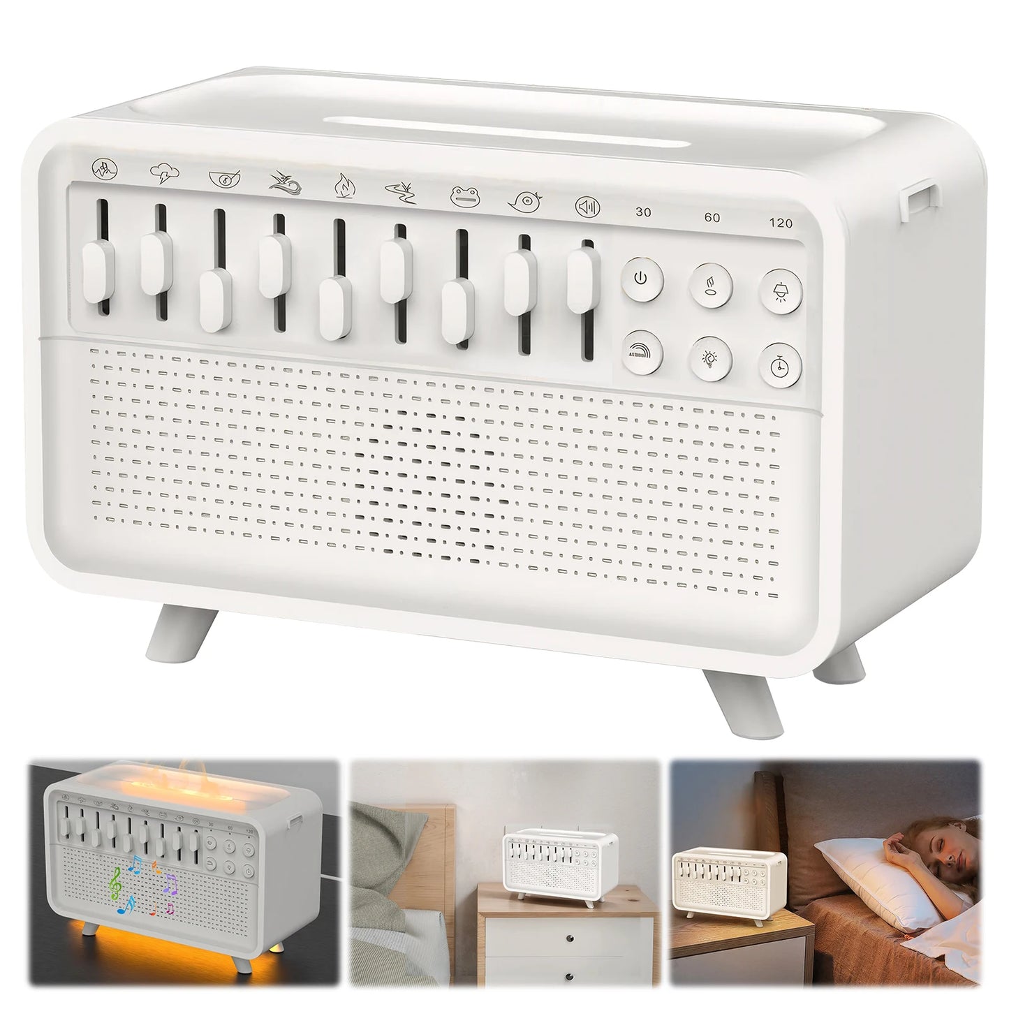 Smart Aroma Diffuser Bluetooth Speaker White Noise Sleep Aid Humidifier with Timer 8 Nature Sounds LED Night Light for Bedroom