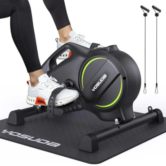 Under Desk Bike Pedal Exerciser Magnetic Mini Exercise Bike Desk Pedal Bike for Home Office Workout in Black with Smooth Silent