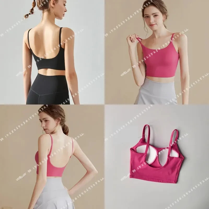 Women Sports Bra Push Up Fixed Padded Fitness Vest for Running Gym Yoga Breathable Sports Underwear Top