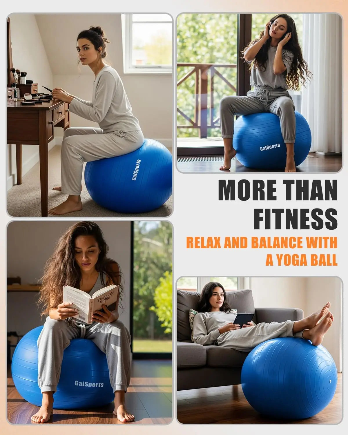 Anti-Burst Slip Resistant Stability Ball for Home Gym and Physical Therapy