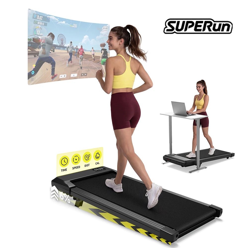 2in1 Walking Pad Mini Treadmill Portable for Home&Office Under Desk LCD Screen Max 300lbs Quiet Treadmills Exercise Machine