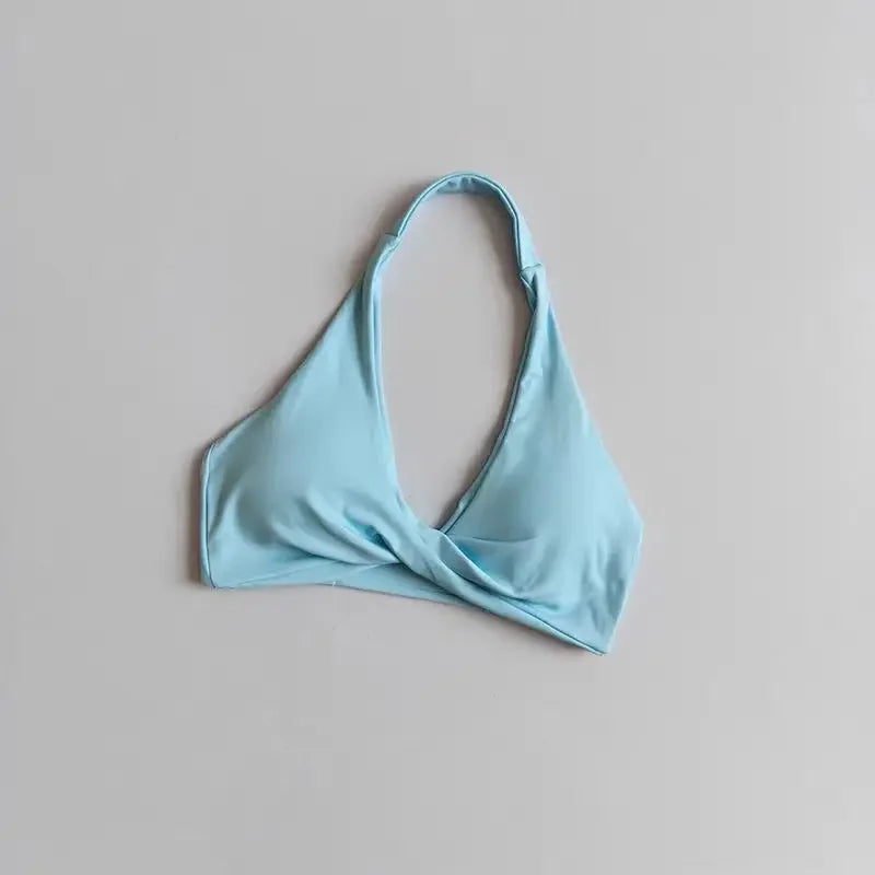 Women Halter Twist Front Open Back Sports Bra Removable Padded Push Up Yoga Top Soft Skin-friendly Fitness Pilates Crop Bra