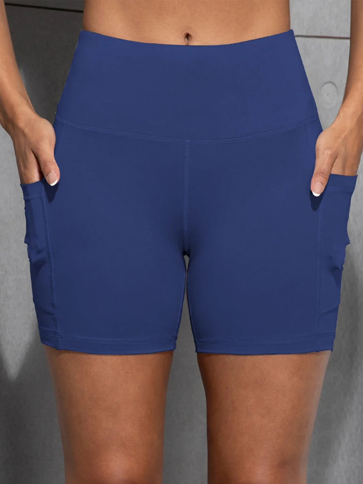 Women High Waist Yoga Shorts with Pockets Butt Lifting Cycling Tights Elastic Slim Running Fitness Sportswear