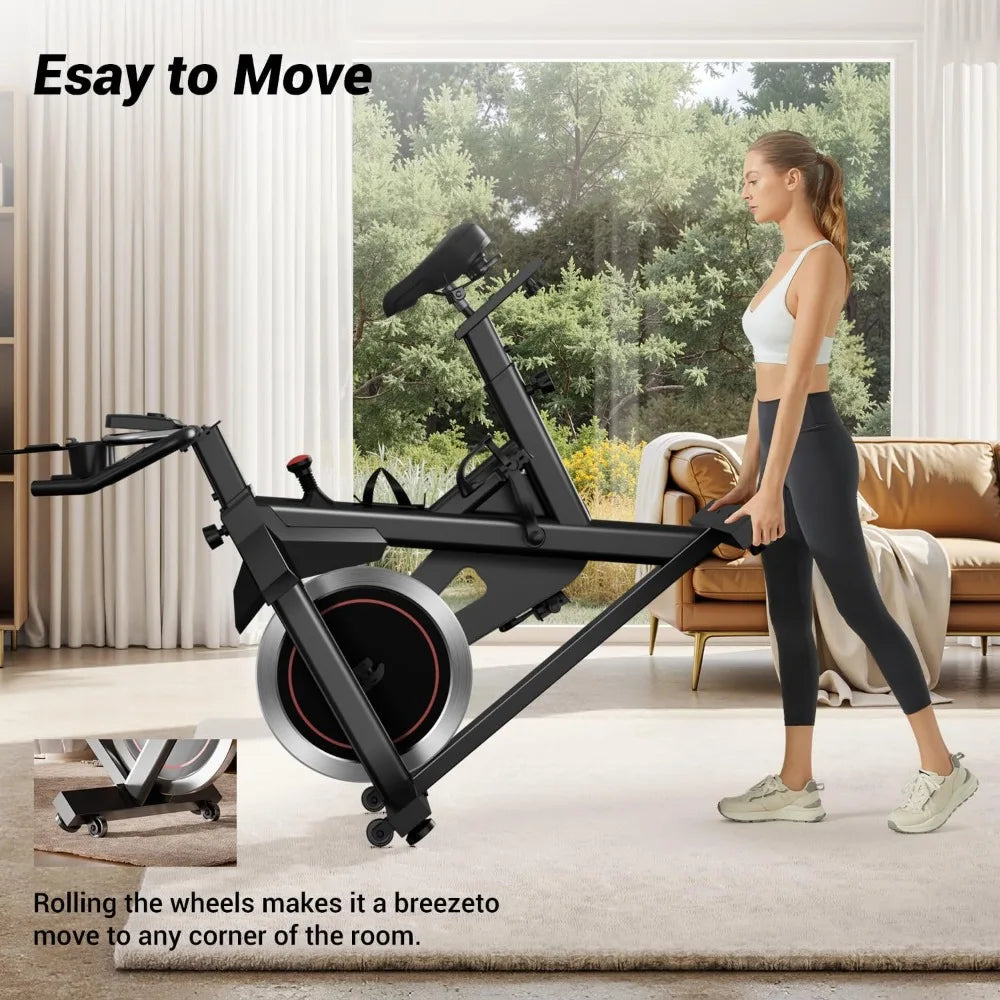 Exercise Bike, Stationary Bikes for Home, 300 LBS Capacity, Workout Bike with Silent Belt Drive, Indoor Cycling Bike with Extra