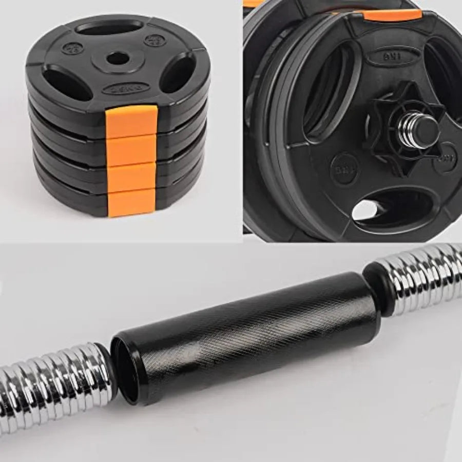 Fitness Adjustable Dumbbells Set 2 in 1 Barbell for Home Gym Steel Black Durable Lightweight Design for Muscle and Stre