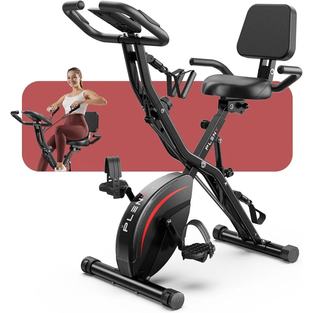 Pleny Folding Exercise Bike, 5 IN 1 Stationary Bikes for Home 6.6 LBS Flywheel