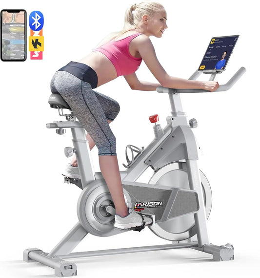 Semi-Commercial Exercise Bike 400 lbs Capacity, Magnetic Stationary Bikes for Home Gym with Bluetooth & Tablet Holder & Comforta