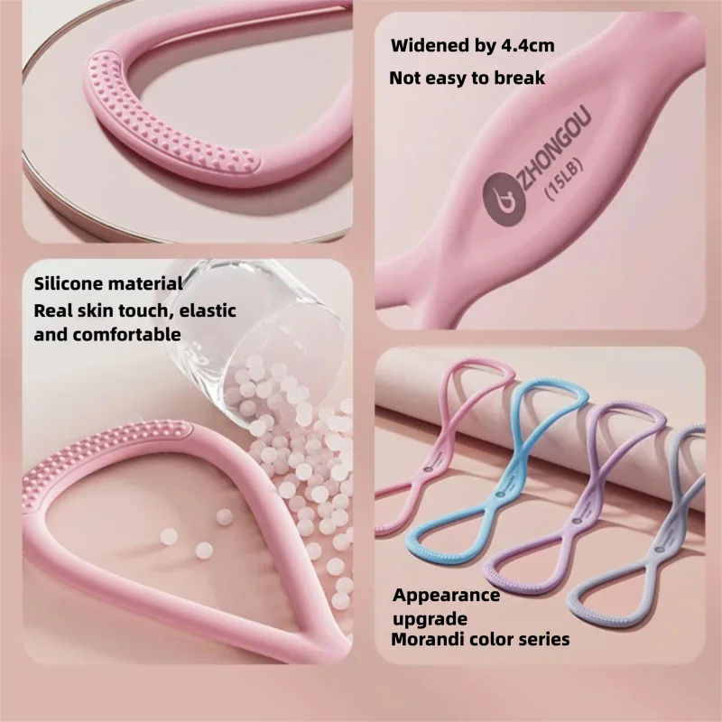 Silicone 8 Shaped Resistance Band Women Yoga Stretch Rope Shoulder Open Back Home Gym Body Shaping Exercise Band