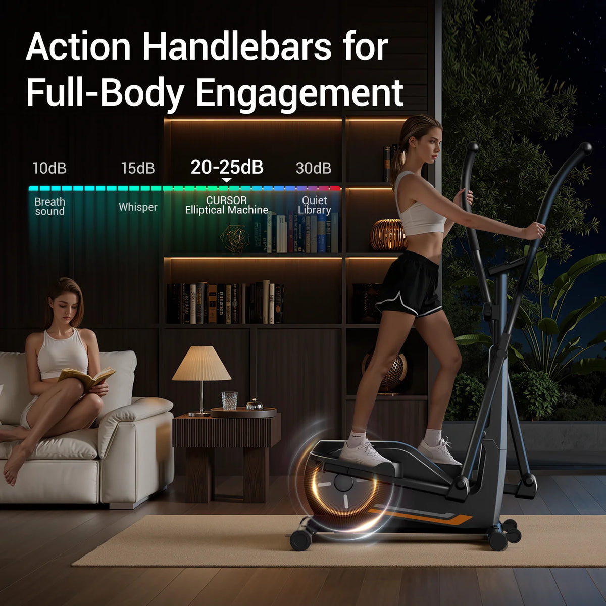 ROBORE ET30 Elliptical Exercise Machine with 16 Levels Resistance, Hyper-Silent Magnetic Elliptical Machine for Home with 12" Stride & Heart Rate Grips and LCD Monitor, 330LBS Weight Capacity