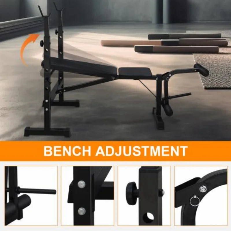 Weight Bench Full Body Workout For Home Gym With Squat Rack And Bench Press Adjustable Strength Training Equipment