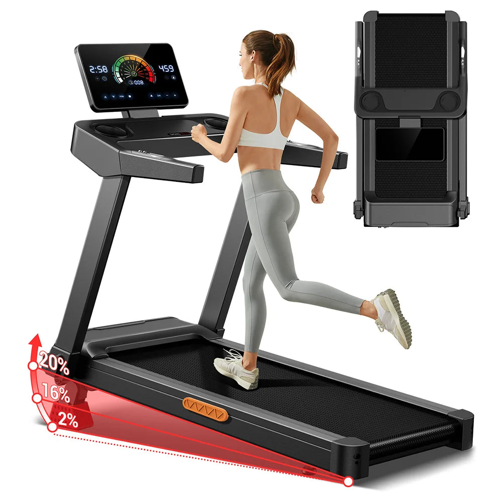 UMAY L20 Treadmill with 20% Manual Incline, 3-Level Incline Adjustment, 3.5HP Brushless Motor, 400 lbs Max Load, 108×41.2cm Wide Belt, Touchscreen Display & Ultra-Slim Fold for Family Use, Local delivery