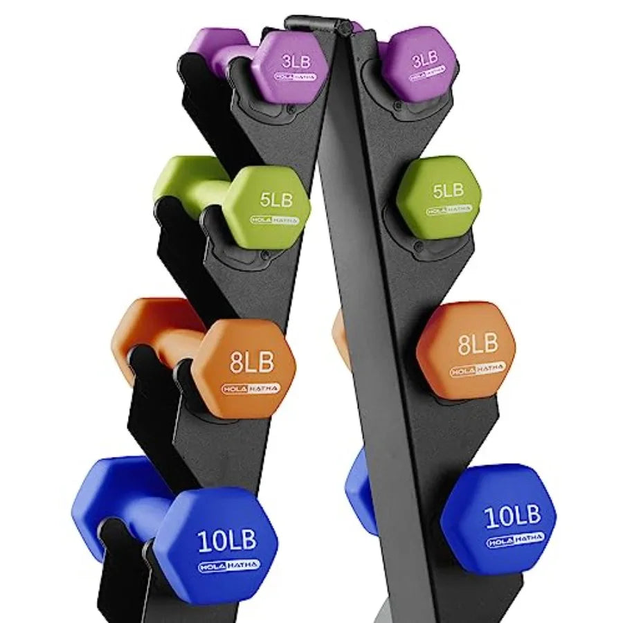 Neoprene Dumbbell Weights Set w/Rack Home Gym Equipment - Portable Weighted Exercise Dumbbells for Fitness Training and Lifting